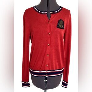 Ralph Lauren Logo Patch Cardigan Size M Minimal Holiday